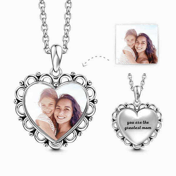 Custom Photo Silver Heart Necklace – P.S. I Love Italy